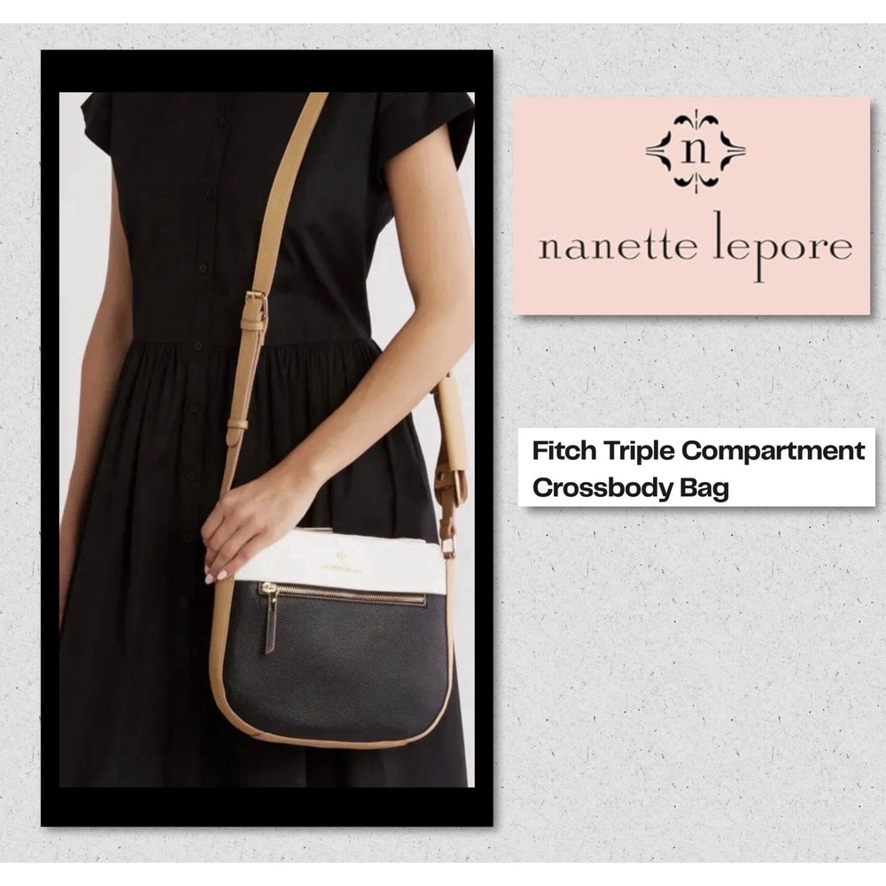 Nanette Lepore Triple Section - Purse Crossbody - Cream, Tan & Black Color Block